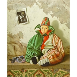  Gregori (Lysechko) Lyssetchko (Russian 1939-): Seated Pierrot, oil on canvas signed and dated 2003, 72cm x 59cm  DDS - Artist's resale rights may apply to this lot    