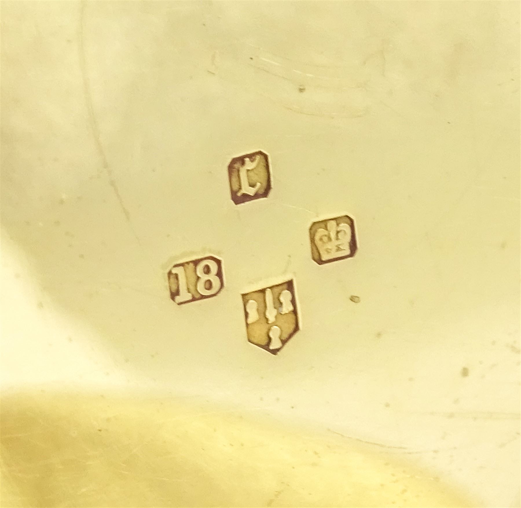 Victorian 18ct gold centre seconds key wound chronograph pocket watch by W Homere, Liverpool, No. 31658, white enamel dial with Roman numerals, outer track numbered 25-300, case by Joseph & John Hargreaves, Chester 1866