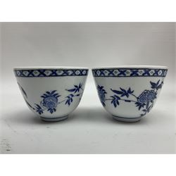 Pair of Japanese Imari vases with floral decoration, together with two Imari shell dishes etc, vases H24cm