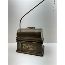 Early 20th century Edison Standard phonograph, with lift-off oak cover, Serial No S160855, brass horn, W25cm