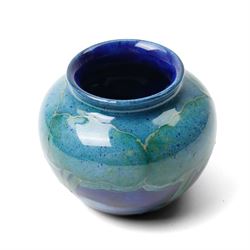 William Moorcroft Moonlit Blue pattern vase, c1925, of squat ovoid form with everted rim, impressed marks to base, H6.5cm
