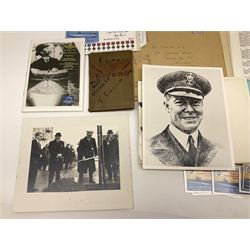 WW2 submarine interest - archive of ephemera and photographs relating to submariner Petty Officer (later Lieutenant) Thomas William Gould V.C. of HMSub Thrasher; predominantly post-war with later copies of contemporary photographs and documents including Certificate of Service in slip-case, War Patrol Reports, First Day Covers, press cuttings, 'For Valour' film script, business cards etc.
Auctioneer's Note: An extract from Gould's VC award citation reads 
