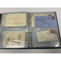 Postal history, including imperf penny reds on covers or entires, mourning cover, Cape of Good Hope overprinted postal stationary, pre-stamp items etc, housed in a ring binder folder
