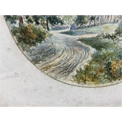 Frederick Schultz Smith (Hull 1860-1925): 'Brantingham Dale' - East Yorkshire, circular watercolour signed 14cm diameter