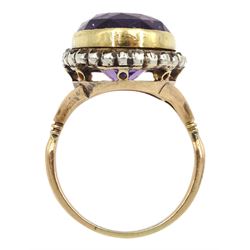 Early 20th century gold single stone oval amethyst ring