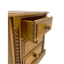 Solid pine three drawer pedestal chest