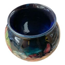 Moorcroft Orchid pattern vase of baluster form, together with four other Moorcroft items, Royal Worcester vase 1748 and Royal Crown Derby vase