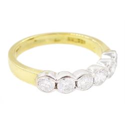 18ct gold diamond half eternity ring, channel set with six round brilliant cut diamonds, London 1998, total diamond weight approx 0.80 carat