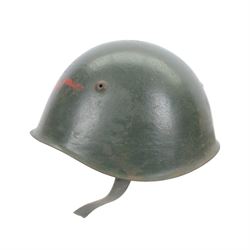 Italian G.N.R. (Guardia Nazionale Repubblicana) M33 helmet, circa 1943
The G.N.R were responsible for the internal security of the Italian State repubblic of Salo, after 1943 members of the security force consisted of ex carabinieri, fascist militaria men from the M.V.S.N and those who served in the P.A.I Italian African Police. 
