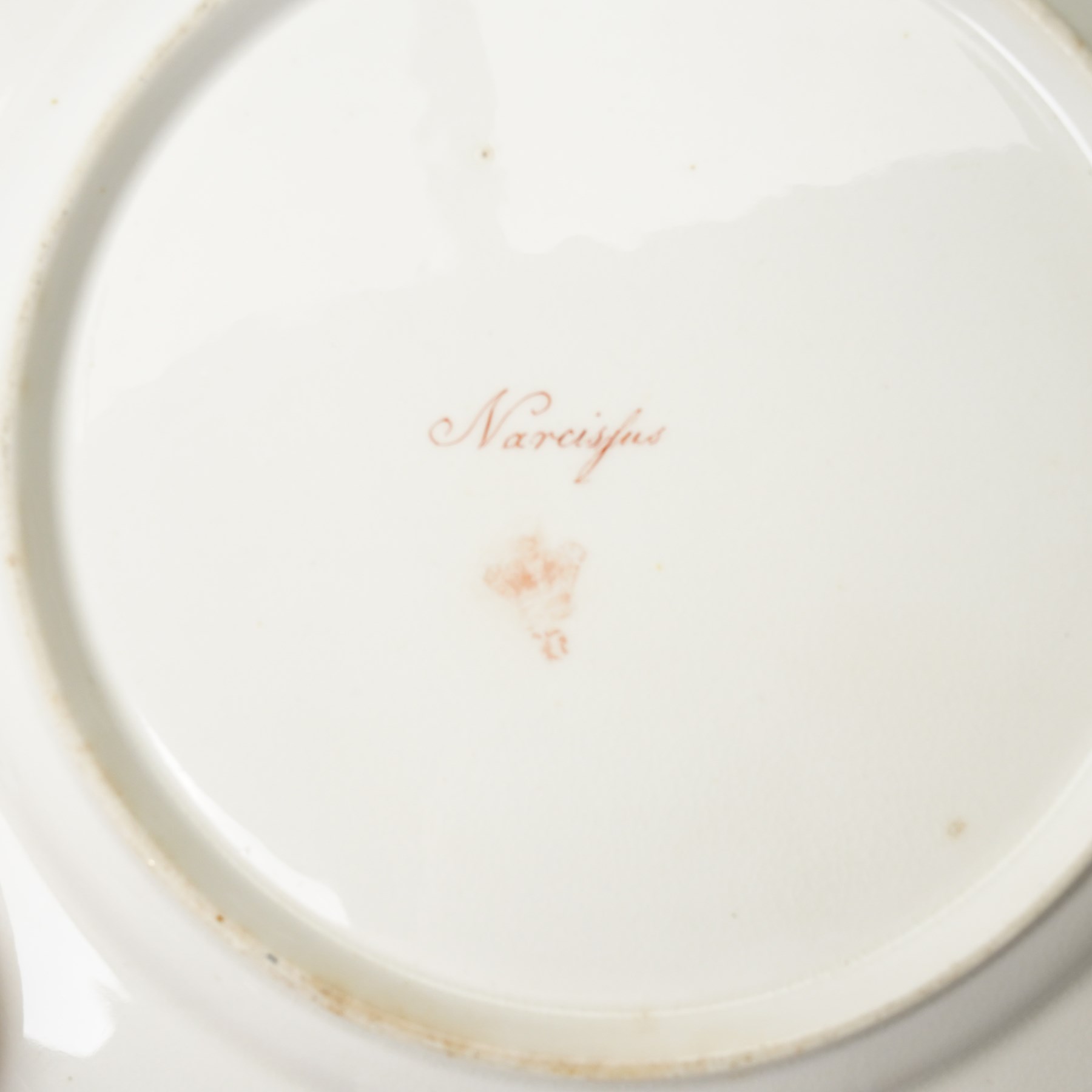 Set of fourteen mid 19th century Derby dessert plates, each painted with a named botanical subject and butterflies within a leaf pattern and gilt border