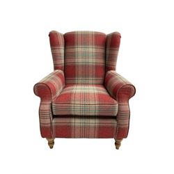 Next Home - wingback armchair, upholstered in checkered fabric 