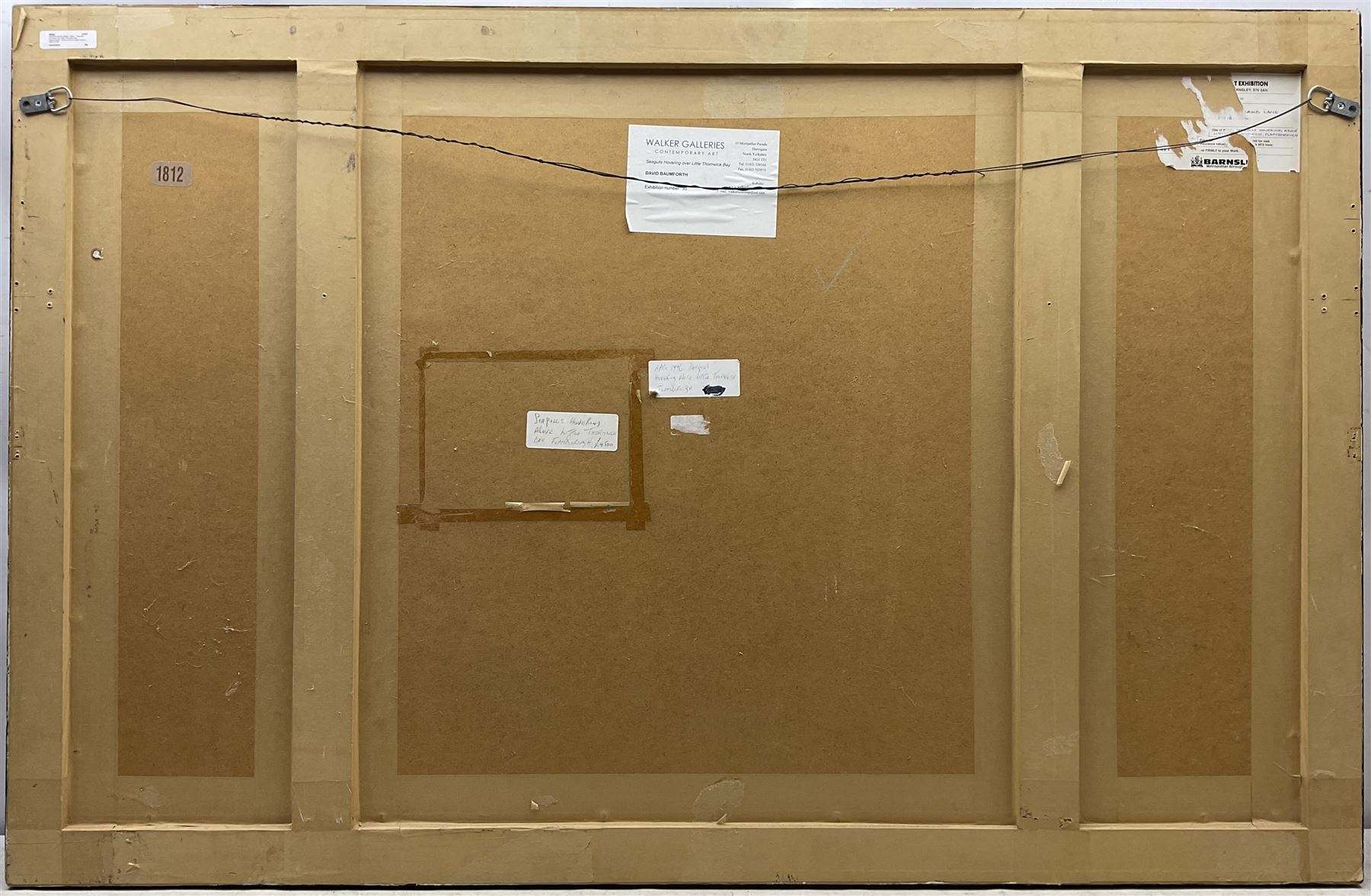 David Baumforth (British 1945-): 'Seagulls Hovering over Little Thornwick Bay Flamborough', mixed media on paper, signed titled and dated '96 on label verso 68cm x 113cm 
Provenance: with Walker Galleries, Harrogate, exhibition label verso