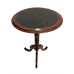 Victorian pine and beech circular tripod table (D51cm, H72cm), and an Italian style occasional table