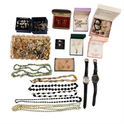 Collection of silver stone set jewellery, including pendant necklace and earrings, togethe...