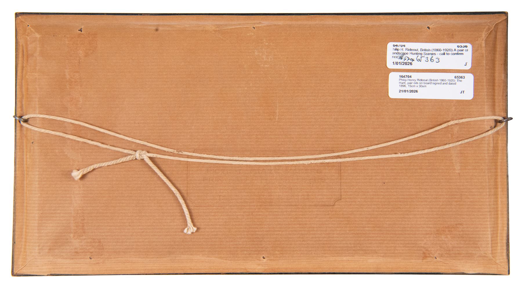 Philip Henry Rideout (British 1860-1920): The Hunt, pair oils on board signed and dated 1896, 15cm x 30cm 