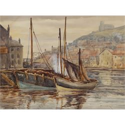 William Edward Parker (British 1922-2017): Boats in Whitby Harbour, watercolour signed 37cm x 49cm