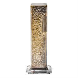 Dunhill Tallboy silver-plated table lighter, planished case, with instruction manual, H11cm
