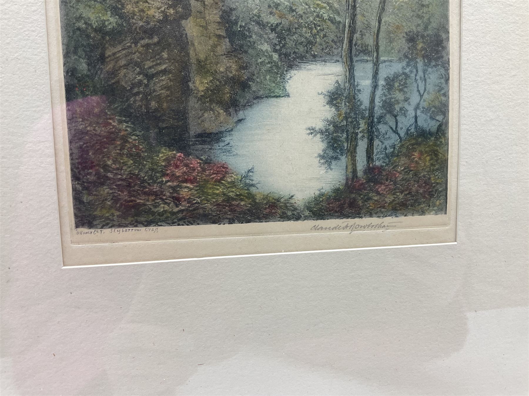 Claude H Rowbotham (British 1864-1949): 'Ullswater - Stybarrow Crag', aquatint signed in pencil 22cm x 16cm; Marcel Augis (French early 20th century): 'Paysage Normandy', aquatint signed and titled in pencil 24cm x 17cm (2)