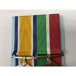WW1 father and son medal groups comprising British War Medal and Mercantile Marine Medal awarded to Captain Allanson Hick and British War medal, 1914-15 Star and Victory Medal awarded to 1198 Pte. Allanson Hick E. York. R. with biographical information. N.B. Allanson Hick Jnr. of Hull was a celebrated architect and renowned marine artist being a founder member of the Society of Marine Artists (RSMA).