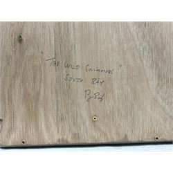 Peter J Bailey (British 1951-): 'The Wild Swimmers' - South Bay Scarborough, oil on canvas signed, titled verso 81cm x 102cm