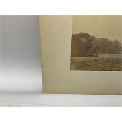 Frank Meadow Sutcliffe (British 1853-1941): Self Portrait - 'Mulgrave Woods with the Earl (of Mulgrave) & Myself in the Foreground', albumen print titled on the mount and verso in pencil in the artist's hand image 12cm x 20cm 