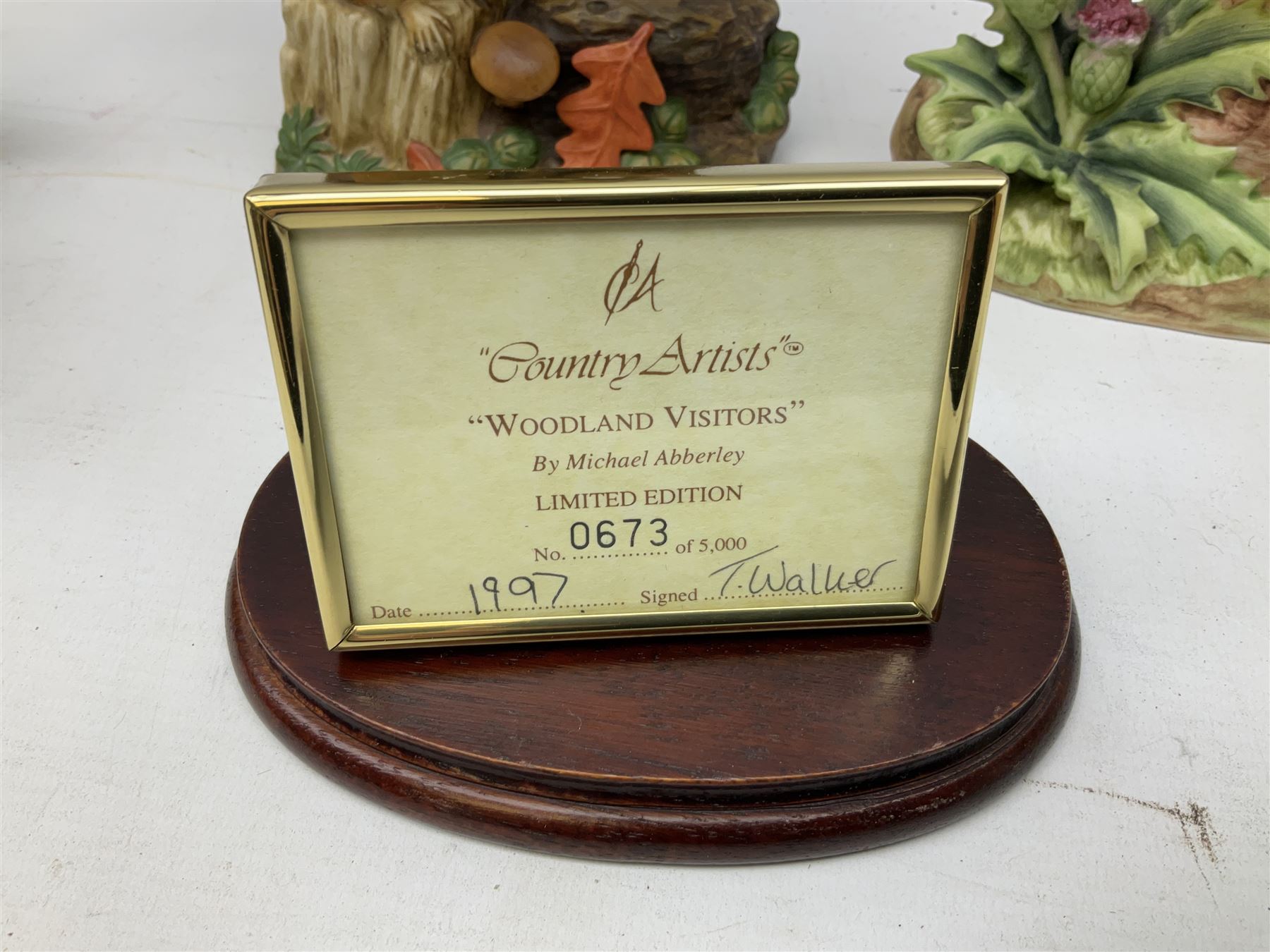 Three Country Artist figure groups, comprising 'Woodland Visitors', 'Bluetit on Tap' and 'Blackbird', together with two other animal figure groups