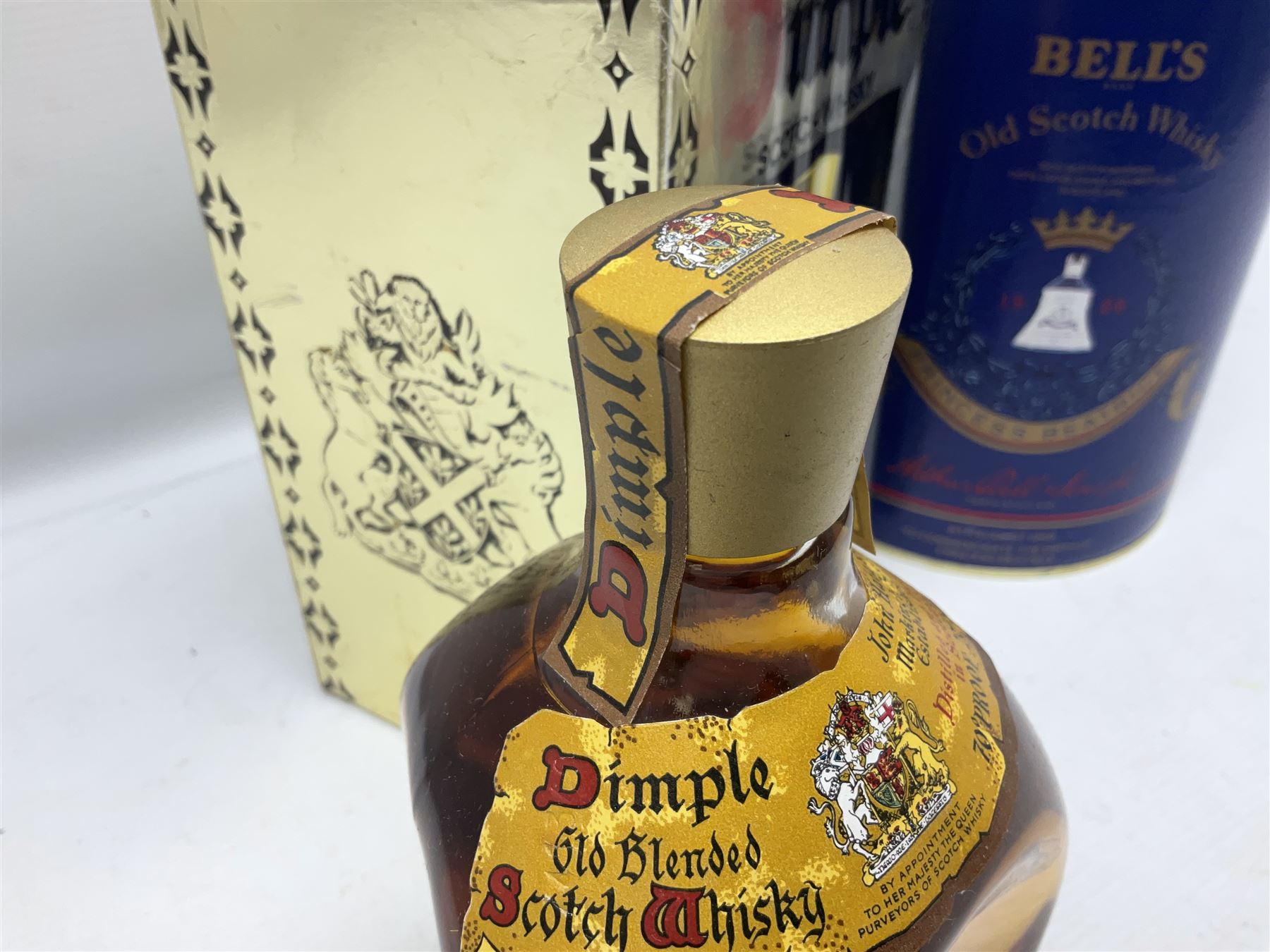 John Haig & Co Dimple Scotch whisky, 26 2/3 fl oz, 70% proof, one bottle and Bells Princess Beatrice whisky in original box, 75cl, 43% vol, one bottle (2)