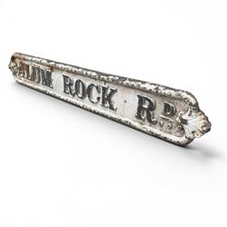 'Alum Rock Rd' - Victorian cast iron street sign, onate design, oval ends with shell motifs