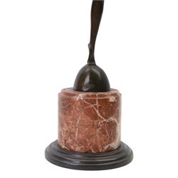 After Johann Philipp Ferdinand Preiss, art deco style bronze figure of a dancer upon a stepped circular plinth, H56cm