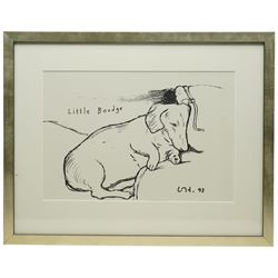 David Hockney (British 1937-): 'Little Boodge', offset lithograph on glossy wove paper pub. 1853 Gallery, Salts Mill, Saltaire, Yorkshire, printed details verso (within the frame) 28cm x 41cm