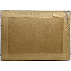 Frank Henry Mason (Staithes Group 1875-1965): 'The Fishing Moon', oil on board signed, titled on the mount 24cm x 46cm