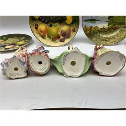 Four Frank Reynolds figures of ladies together with five plates painted by the same artist