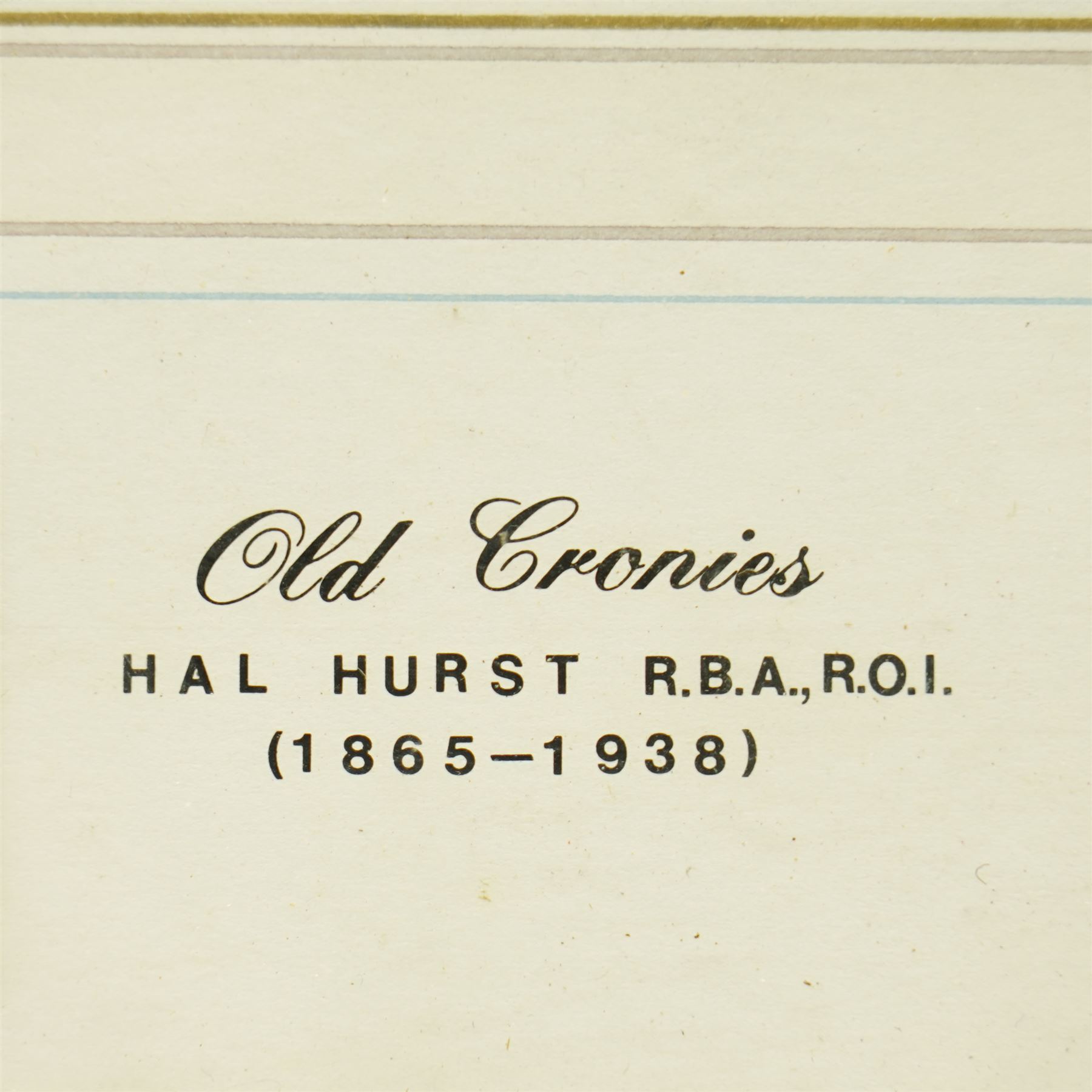 Circle of George Cattermole (British 1800-1868): The Lord's Entrance and Knights at Rest by Sarcophagus, two watercolours signed; (Henry William Lowe) Hurst (British 1865-1938): 'Old Cronies', watercolour signed max 27cm x 42cm (3)