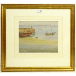  Ernest Dade (Staithes Group 1868-1935): Fishing Boats by the Quayside, watercolour signed and dated '08, 22cm x 27cm  