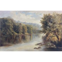 English School (19th/20th century): River Landscape, oil on canvas unsigned 40cm x 60cm