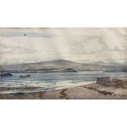 Peter MacGregor Wilson (Scottish 1856-1928): Lone Boat near the Isle of Mull, watercolour 30cm x 50cm