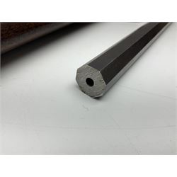 Assorted rifle and pistol spares; early Gem air rifle with sawn off barrel (piece present); telescopic sight; canvas/leather ammunition pouch; Mauser stock; barrel browning solution etc