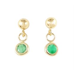 Pair of 9ct gold emerald pendant stud earrings, stamped 375