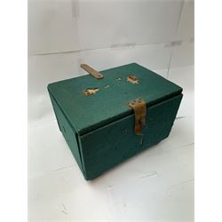 Prototype for a wireless telegram machine, possibly Marconi, contained within a portable folding box
