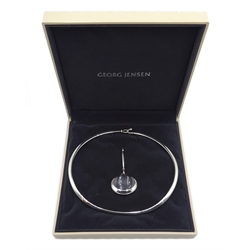  Georg Jensen silver rock crystal 'Dew Drop' pendant no. 311C on Georg Jensen necklace no. 410 both designed by Vivianna Torun B 