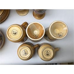 Hornsea Pottery Yeovil pattern part tea and dinner service, to include seven dinner plates, cheese dish and cover, water jug, four storage jars of various sizes etc (60) 