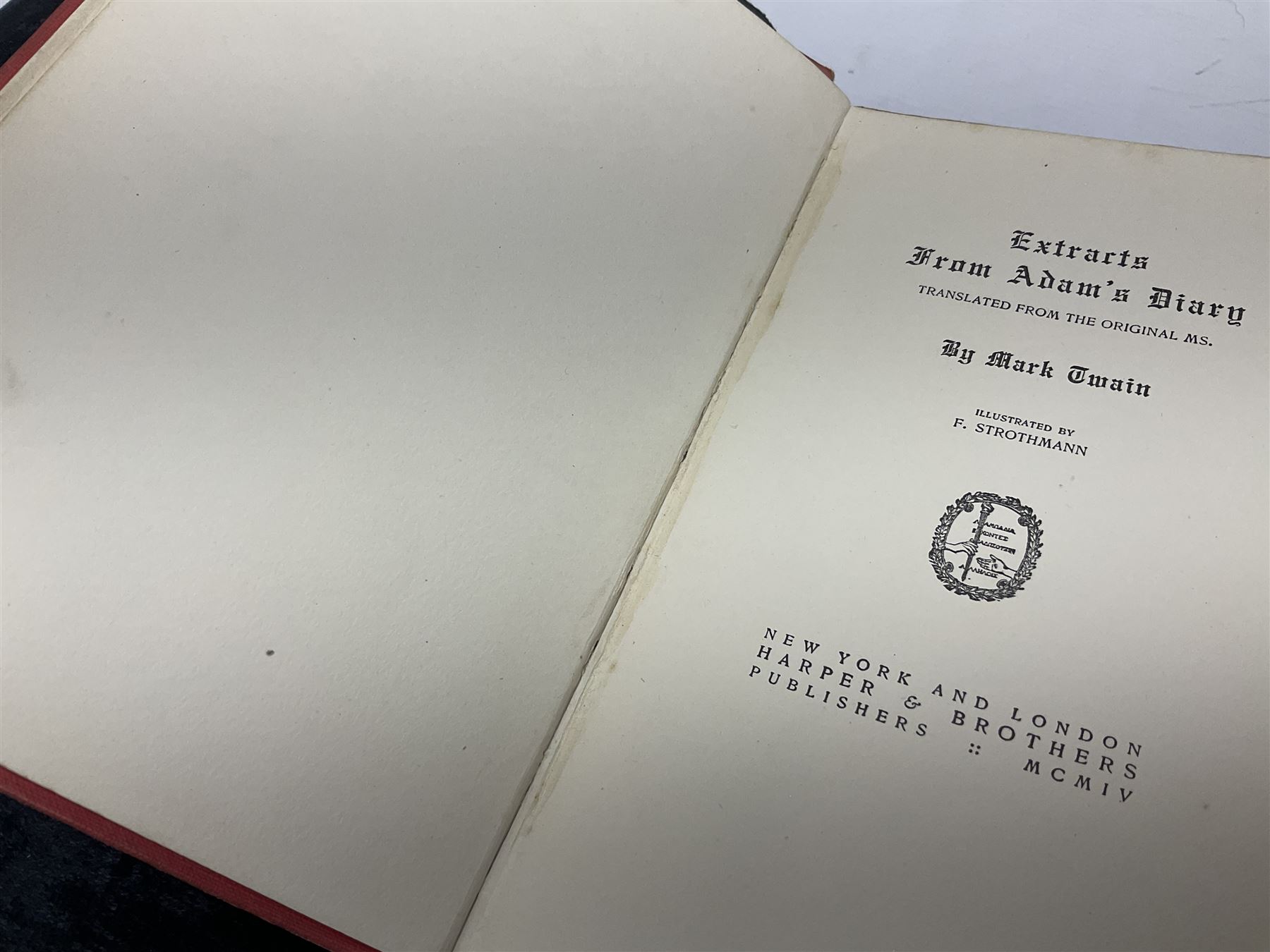 Mark Twain; Extracts from Adam's Diary, Harper & Brothers 1904 