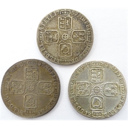  Three King George II sixpence coins, two 1757 and one 1758 (3)  
