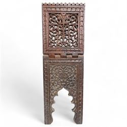 Indian carved and pierced folding Koran stand  88cm x 29cm Koran stand