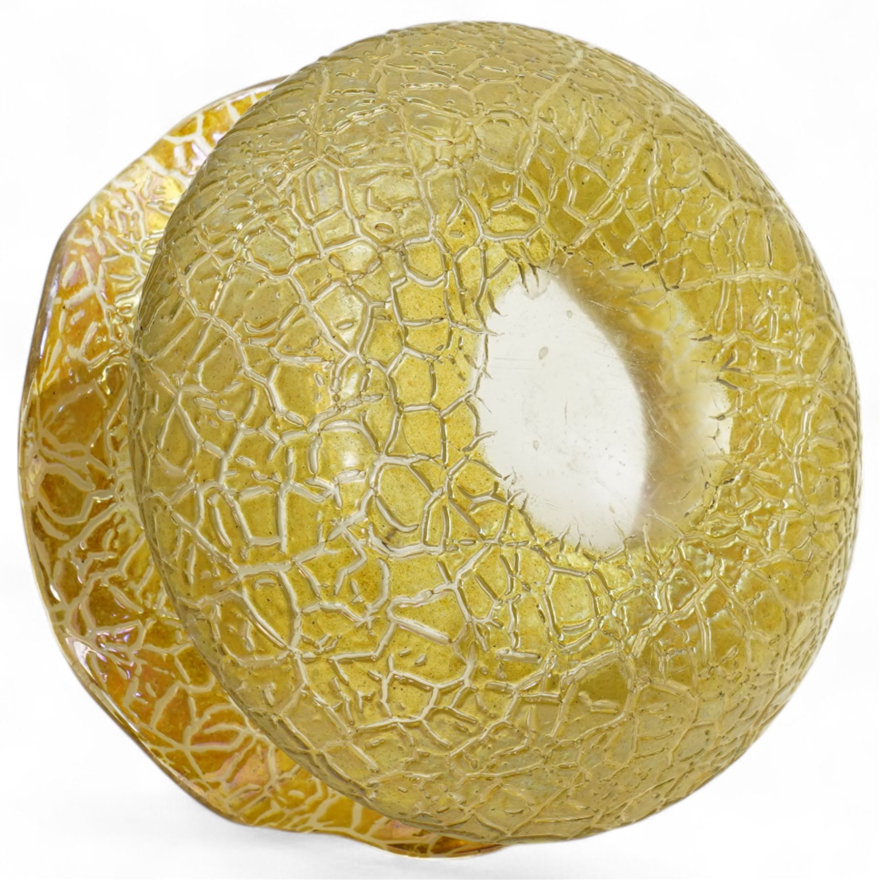 Early 20th Century Loetz Candia Mimosa pattern vase, of squat baluster form, with shaped rim, H7cm