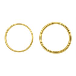 Two 22ct gold wedding bands, both hallmarked