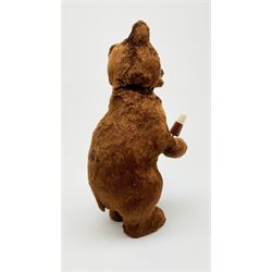 'Meabeab' Russian clockwork plush covered bear c1950s depicted standing with open mouth holding an ice lolly H9