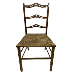 Recency style plant stand, occasional table on moulded supports, 19th century country oak chair, Victorian chair with bobbin turned supports and an early 20th century chair with pierced waved back (5)