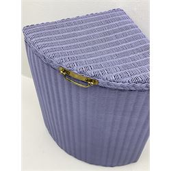 Lloyd Loom corner linen basket in purple paint finish 