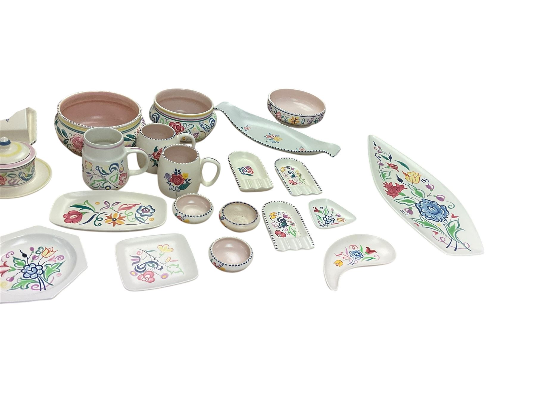 Poole Pottery, floral pattern, charger, together with Poole Pottery book, vases, dishes plates etc